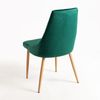 Silla Moderna Kozak De Terciopelo Verde Oscuro Con Patas De Madera De Haya Natural - Lote De 2