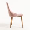 Silla Moderna Kozak De Terciopelo Rosa Claro Con Patas De Madera De Haya Natural - Lote De 2