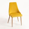 Silla Moderna Kozak De Terciopelo Amarillo Con Patas De Madera De Haya Natural - Lote De 2