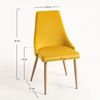 Silla Moderna Kozak De Terciopelo Amarillo Con Patas De Madera De Haya Natural - Lote De 2