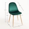 Silla Kuza De Terciopelo Verde Pato Con Patas De Metal Efecto Madera Natural - Lote De 2