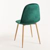 Silla Kuza De Terciopelo Verde Pato Con Patas De Metal Efecto Madera Natural - Lote De 2