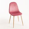 Silla Kuza De Terciopelo Rosa Con Patas De Metal Efecto Madera Natural - Lote De 2