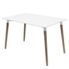 Mesa Rectangular De 140 Cm En Blanco Brillante Con Patas De Madera Natural Welly