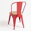 Silla Industrial Kontoir Roja Con Asiento De Pino Macizo Claro