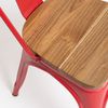 Silla Industrial Kontoir Roja Con Asiento De Pino Macizo Claro