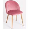 Silla Kinze De Terciopelo Rosa Con Patas De Metal Efecto Madera Clara - Lote De 2