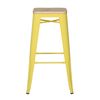 Kontoir Taburete De 76 Cm De Acero Amarillo Claro Y Asiento De Pino Macizo Claro