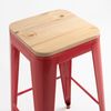 Kontoir Taburete De Acero Rojo Brillante Y Asiento De Pino Macizo Claro 76 Cm