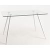 Mesa Barrio 125 Cm De Cristal Templado Con Patas De Metal Blanco