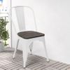 Silla Industrial Kontoir De Acero Blanco Brillante Con Asiento De Pino Macizo Oscuro