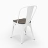 Silla Industrial Kontoir De Acero Blanco Brillante Con Asiento De Pino Macizo Oscuro