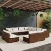 Set De Muebles De Jardín 11 Pzas Cojines Ratán Sintético Marrón