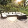 Set De Muebles De Jardín 10 Pzas Cojines Ratán Sintético Negro