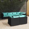 Set De Muebles De Jardín Y Cojines 7 Pzas Ratán Sintético Negro