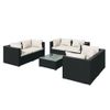 Set De Muebles De Jardín 7 Pzas Y Cojines Ratán Sintético Negro