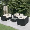 Set De Muebles De Jardín 7 Pzas Y Cojines Ratán Sintético Negro