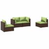 Set Muebles De Jardín 4 Piezas Y Cojines Ratán Sintético Marrón