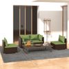 Set Muebles De Jardín 4 Piezas Y Cojines Ratán Sintético Marrón