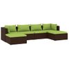 Set Muebles De Jardín 6 Piezas Y Cojines Ratán Sintético Marrón