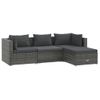 Set De Muebles De Jardín 4 Pzas Y Cojines Ratán Sintético Gris