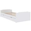 Estructura Cama Cajones Madera Maciza De Pino Blanco 90x200 Cm