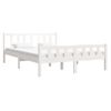 Estructura De Cama Madera Maciza Blanca 135x190 Cm