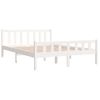 Estructura De Cama Madera Maciza Blanca 135x190 Cm