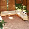 Muebles De Jardín 9 Pzas Y Cojines Madera Maciza De Pino Crema