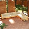 Muebles De Jardín 8 Pzas Y Cojines Madera Maciza De Pino Crema