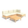 Muebles De Jardín 5 Piezas Cojines Madera De Pino Crema