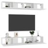 Muebles De Tv 4 Uds Madera De Ingeniería Blanco 100x30x30 Cm