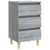 Mesita De Noche Con Patas Madera Maciza Gris Sonoma 40x35x69 Cm