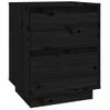 Mesita De Noche Madera Maciza De Pino Negro 40x35x50 Cm