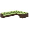 Set Muebles De Jardín 9 Piezas Y Cojines Ratán Sintético Marrón