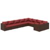 Set Muebles De Jardín 9 Piezas Y Cojines Ratán Sintético Marrón