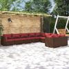 Set Muebles De Jardín 9 Piezas Y Cojines Ratán Sintético Marrón