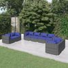 Set De Muebles De Jardín 8 Pzas Y Cojines Ratán Sintético Gris