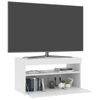 Mueble De Tv Con Luces Led Blanco Brillante 75x35x40 Cm