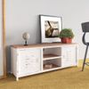 Mueble De Tv Hierro Y Madera Maciza De Abeto Blanco 110x30x40cm