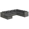 Set De Muebles De Jardín 7 Pzas Y Cojines Ratán Sintético Gris