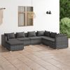 Set De Muebles De Jardín 7 Pzas Y Cojines Ratán Sintético Gris