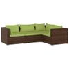 Set Muebles De Jardín 4 Piezas Y Cojines Ratán Sintético Marrón