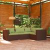 Set Muebles De Jardín 4 Piezas Y Cojines Ratán Sintético Marrón