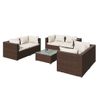 Set Muebles De Jardín 7 Piezas Y Cojines Ratán Sintético Marrón