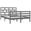 Estructura De Cama De Madera Maciza Doble 4ft6 135x190 Cm Gris