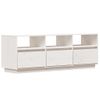 Mueble De Tv De Madera Maciza De Pino Blanco 140x37x50 Cm