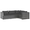 Set Muebles De Jardín 4 Piezas Y Cojines Ratán Sintético Gris