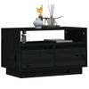 Mueble De Tv De Madera Maciza De Pino Negro 60x35x37 Cm