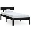 Estructura De Cama Madera Pino Pequeña Individual 75x190 Cm Negro